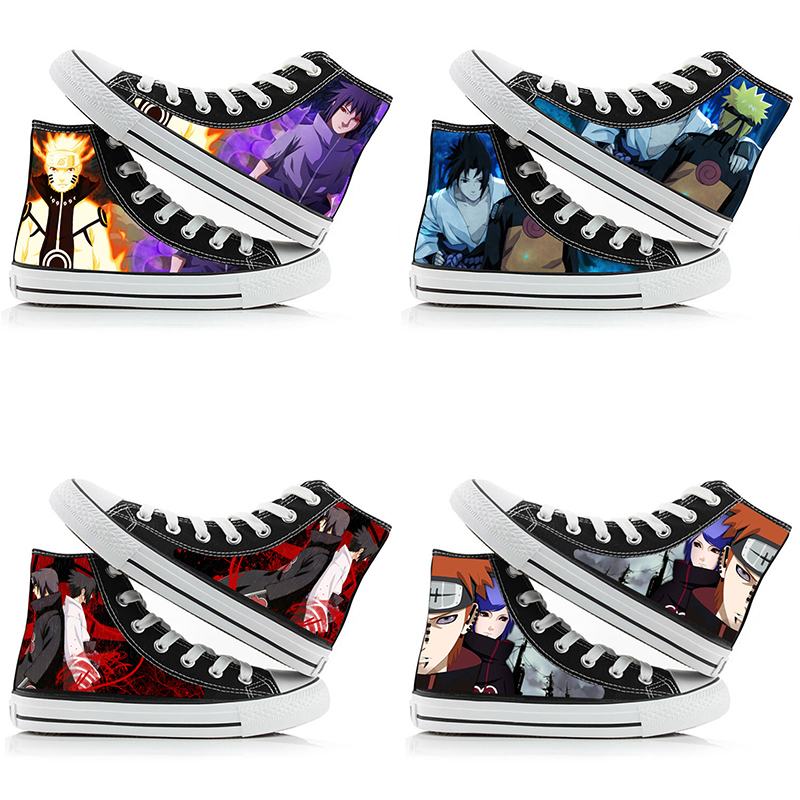 Anime Cosplay Ideas For Couples - Naruto Uzumaki High-Top Canvas Shoes Men