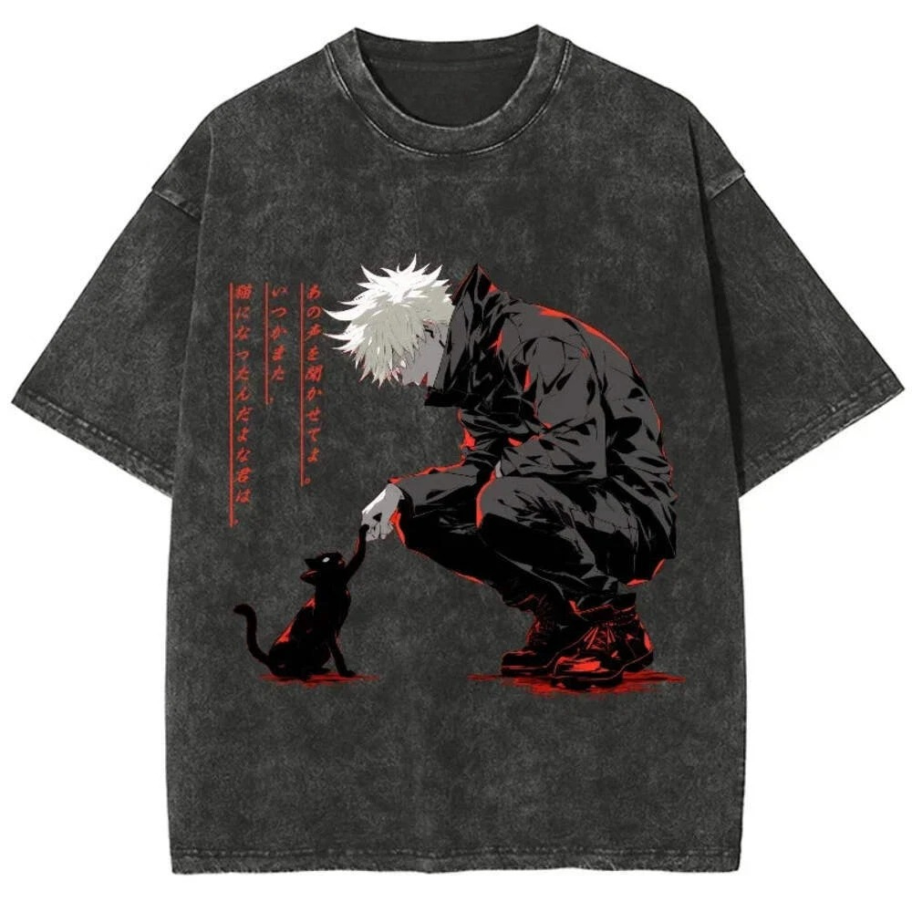 Anime Cosplay Gojo - Anime Jujutsu Kaisen Vintage Washed T