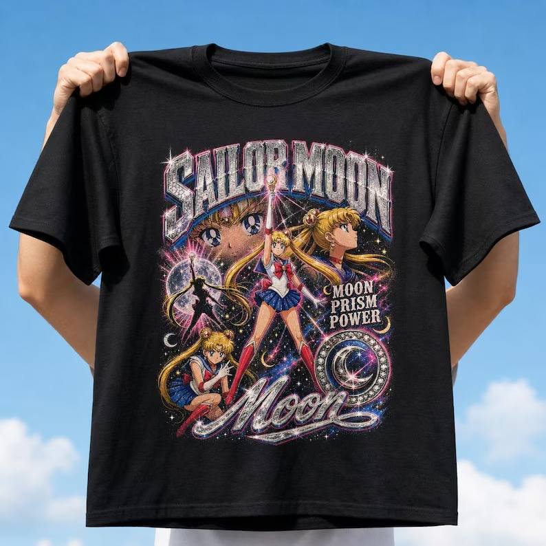 Anime Cosplay Couple - Sailor Moon Retro 90s Anime Graphic