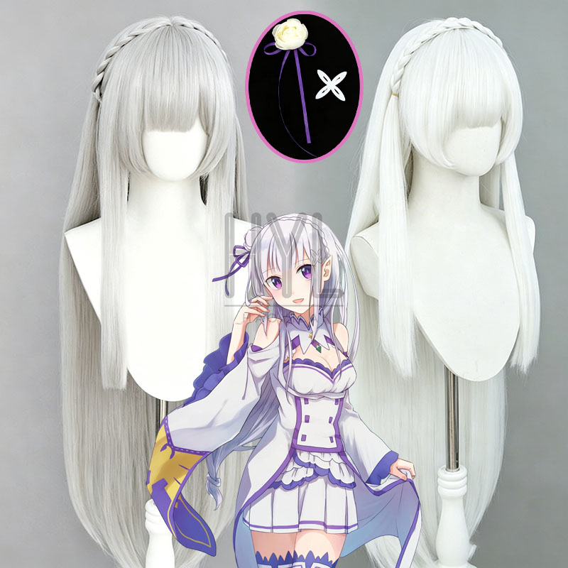 Anime Re:Zero Emilia Cosplay W - Cosplay Anime White Hair 评论和价格