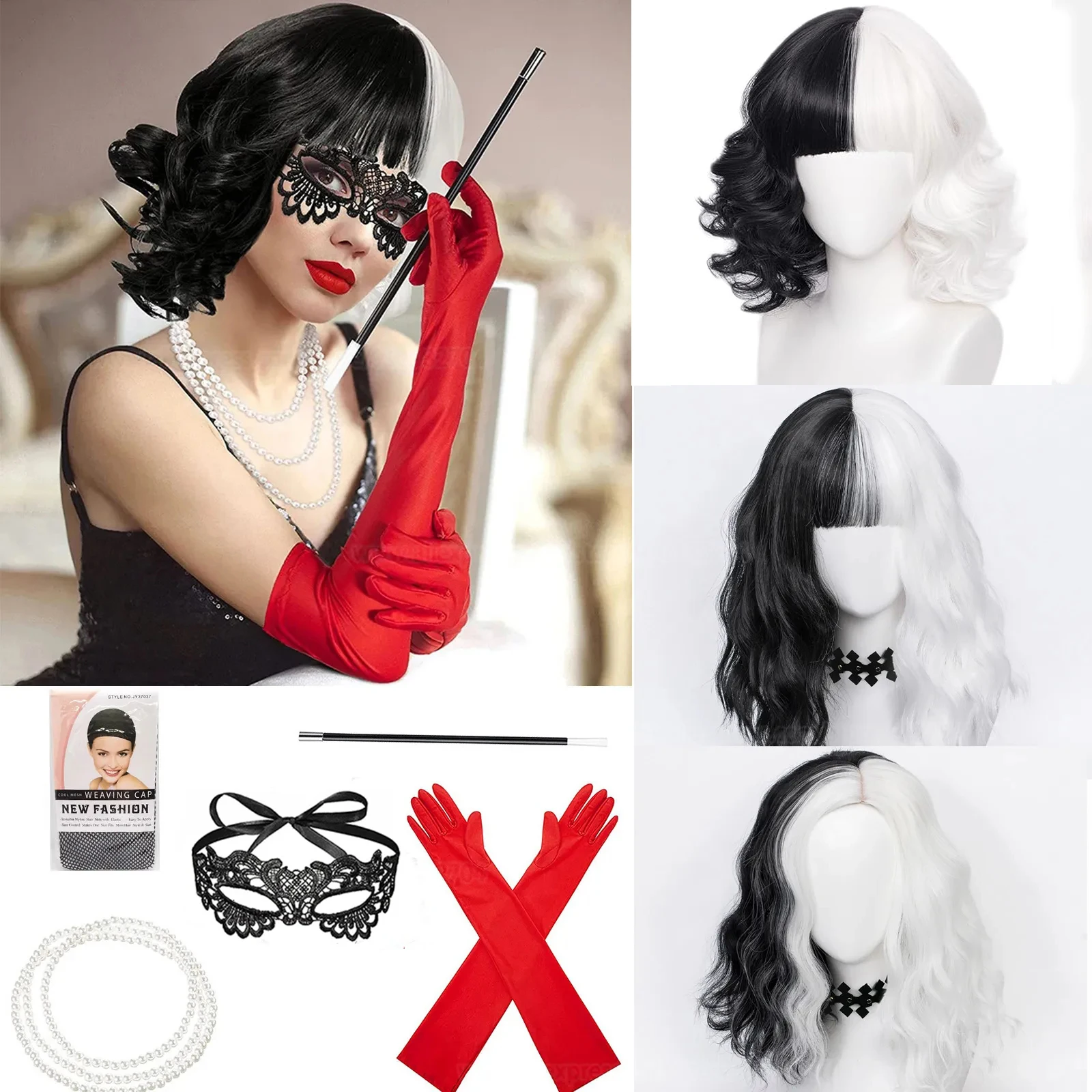 Convention Anime Cruella de Vi - Cosplay Anime White Hair 评论和价格