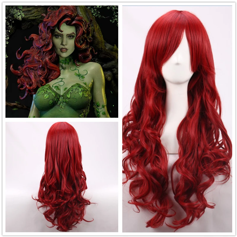 70cm Dark Red Long Wavy Heat R - Anime Cosplay Red Hair 评论和价格