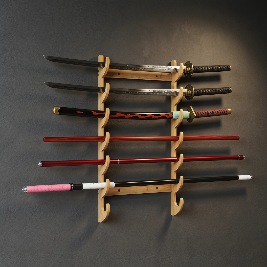 8-Layers Wall Sword Storage Sh - Anime Cosplay Real 评论和价格