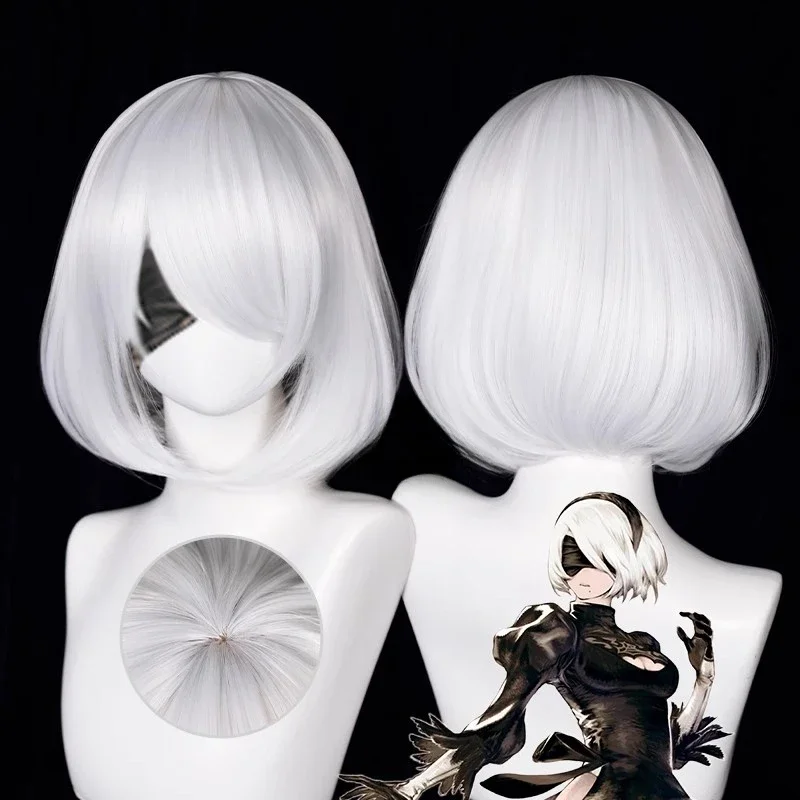 Anime 9S Cosplay Wig 2b Wig Wh - Cosplay Anime White Hair 评论和价格